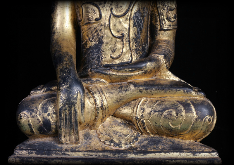 Extremely Rare 18C Wood Burmese Shan Buddha #A046